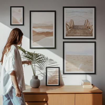 Decorațiune de perete set tablouri Plaje și munți minimalisti