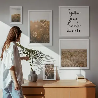 Set de tablouri decorative pentru perete cu zicale despre peisaje naturale și flori