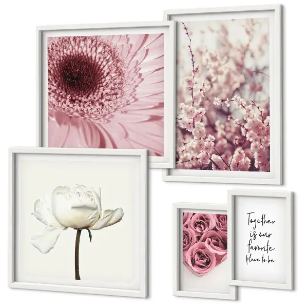 Set de tablouri decorative pentru perete cu accente florale romantice