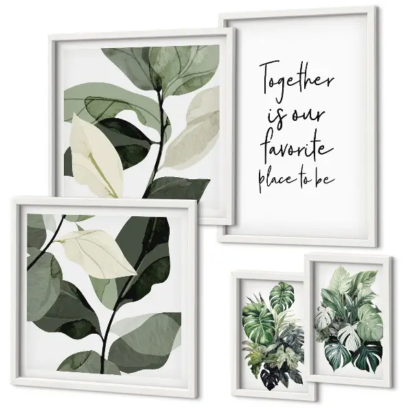 Tablou poliptic înrămat cu design botanic modern