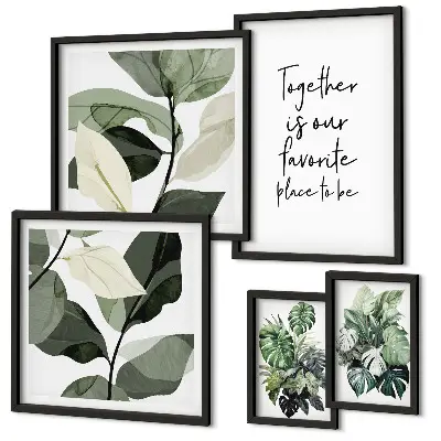 Tablou poliptic înrămat cu design botanic modern