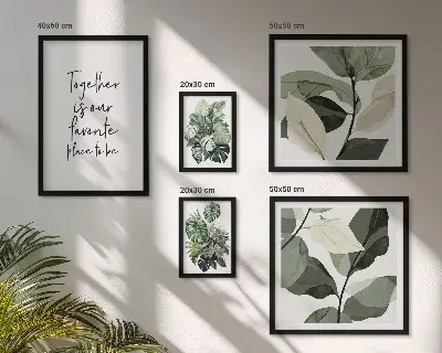 Tablou poliptic înrămat cu design botanic modern
