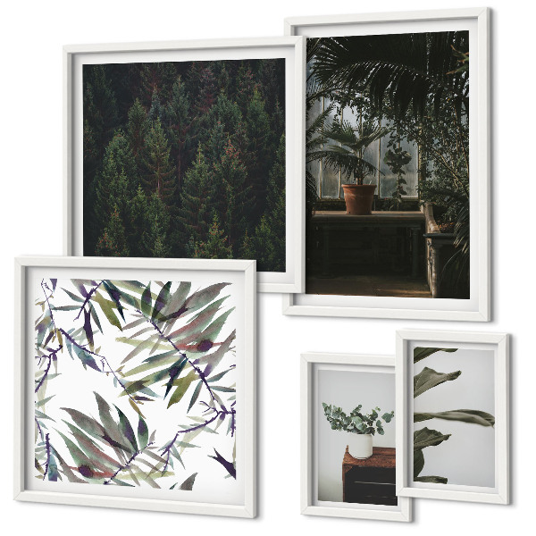 Decorațiune de perete set tablouri Motive vegetale de oază verde