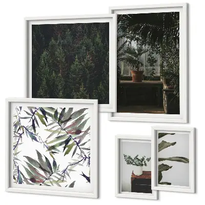 Set de tablouri decorative de perete cu motive vegetale de oază verde