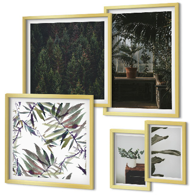 Decorațiune de perete set tablouri Motive vegetale de oază verde