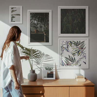 Decorațiune de perete set tablouri Motive vegetale de oază verde