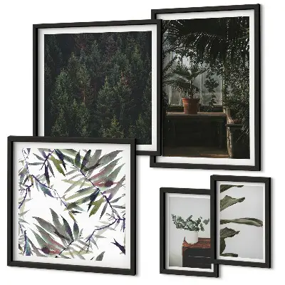 Set de tablouri decorative de perete cu motive vegetale de oază verde