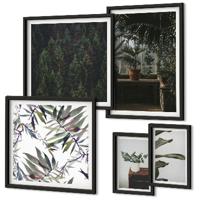 Decorațiune de perete set tablouri Motive vegetale de oază verde
