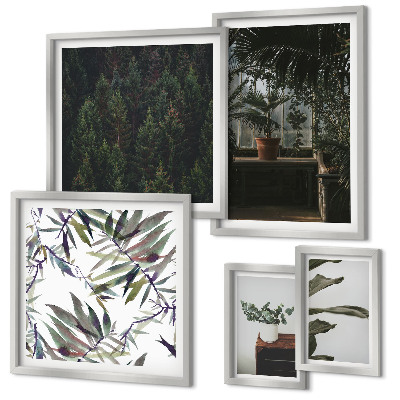 Decorațiune de perete set tablouri Motive vegetale de oază verde