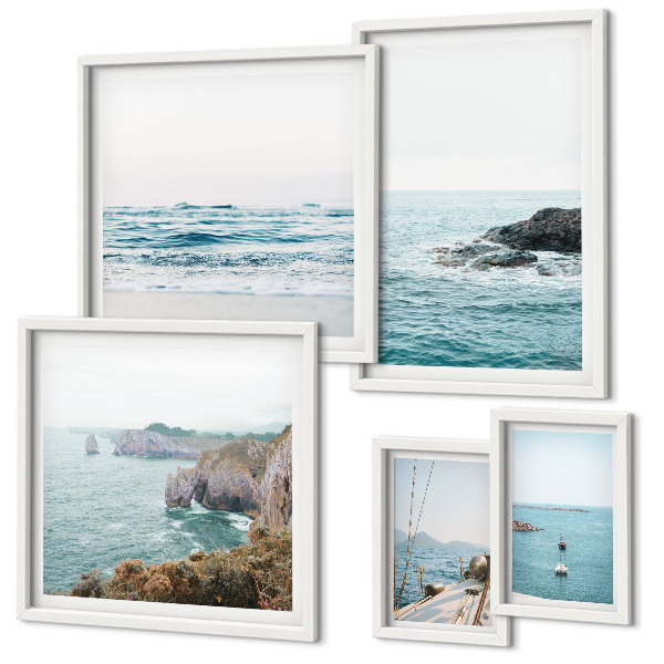 Decorațiune de perete set tablouri Vederi liniștite la mare, plaje, stânci
