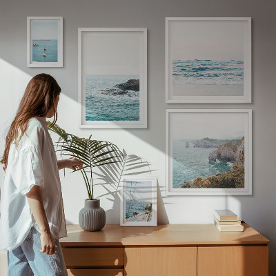 Decorațiune de perete set tablouri Vederi liniștite la mare, plaje, stânci