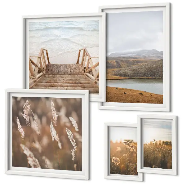 Tablou poliptic înrămat peisaj natural cu lac