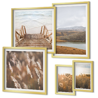 Polyptic înrămat Peisaje naturale ale câmpului lacului
