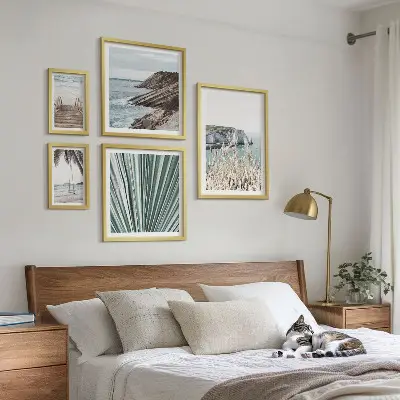 Set de tablouri decorative de perete cu peisaj tropical cu plaje la malul mării