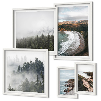Decorațiune de perete set tablouri Peisaje de coastă, păduri montane