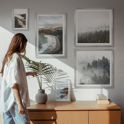 Decorațiune de perete set tablouri Peisaje de coastă, păduri montane
