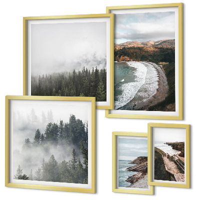 Decorațiune de perete set tablouri Peisaje de coastă, păduri montane