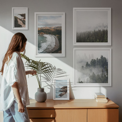 Decorațiune de perete set tablouri Peisaje de coastă, păduri montane