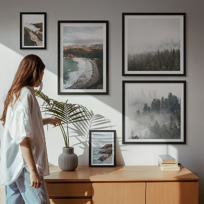 Decorațiune de perete set tablouri Peisaje de coastă, păduri montane