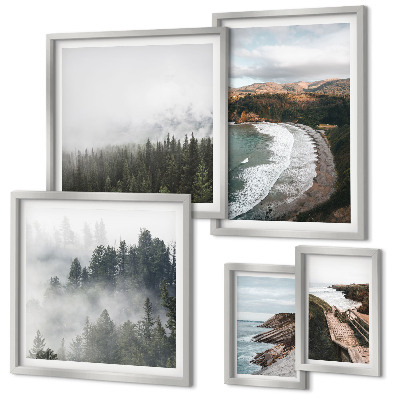 Decorațiune de perete set tablouri Peisaje de coastă, păduri montane