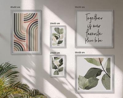 Polyptic înrămat Geometrie elegantă cu accente florale