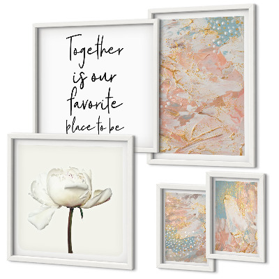Decorațiune de perete set tablouri Flori abstracte cu sloganuri