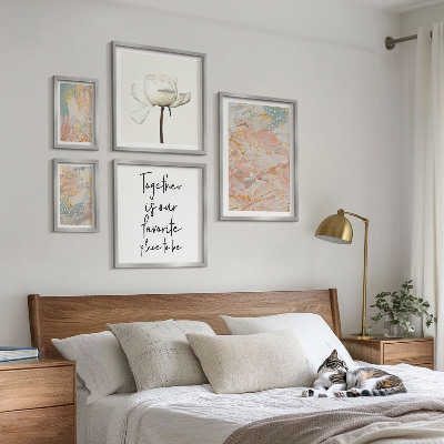 Decorațiune de perete set tablouri Flori abstracte cu sloganuri