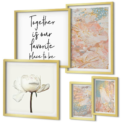 Decorațiune de perete set tablouri Flori abstracte cu sloganuri