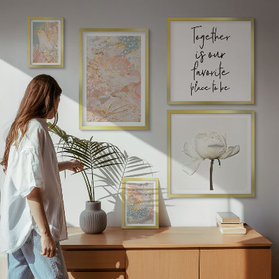 Decorațiune de perete set tablouri Flori abstracte cu sloganuri
