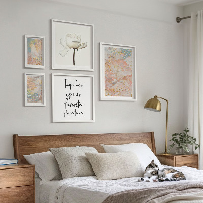 Decorațiune de perete set tablouri Flori abstracte cu sloganuri
