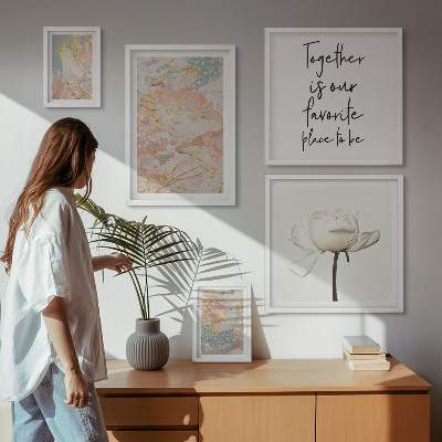 Decorațiune de perete set tablouri Flori abstracte cu sloganuri