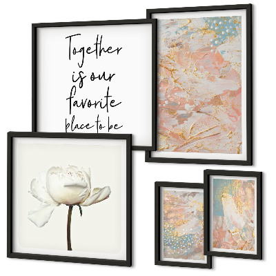 Decorațiune de perete set tablouri Flori abstracte cu sloganuri