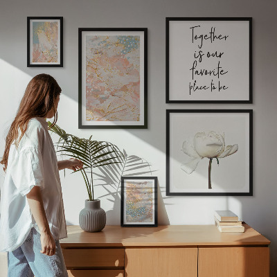 Decorațiune de perete set tablouri Flori abstracte cu sloganuri