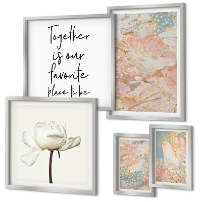 Decorațiune de perete set tablouri Flori abstracte cu sloganuri