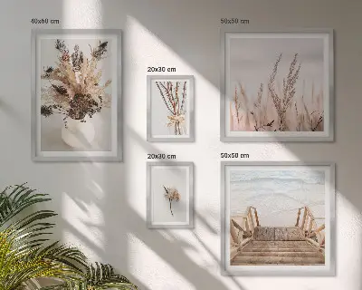 Tablou poliptic înrămat cu plante uscate elegante și apă