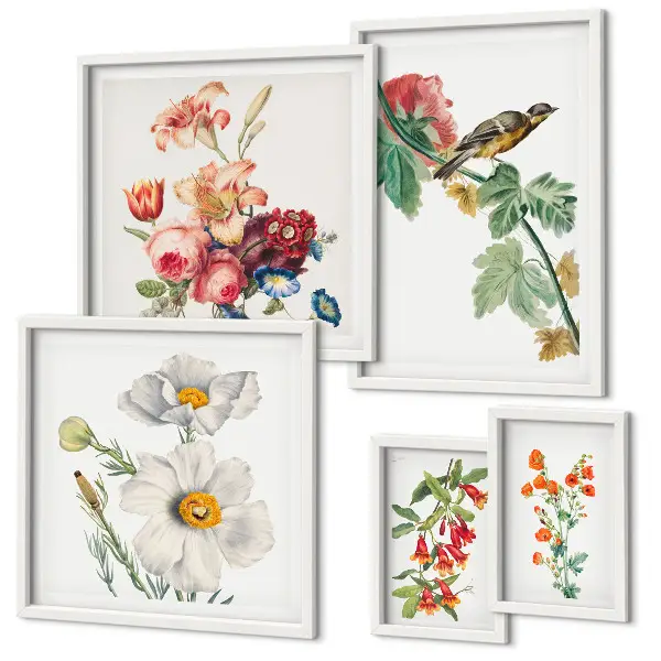 Set de tablouri decorative pentru perete cu model vintage de păsări și flori