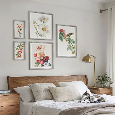 Set de tablouri decorative pentru perete cu model vintage de păsări și flori