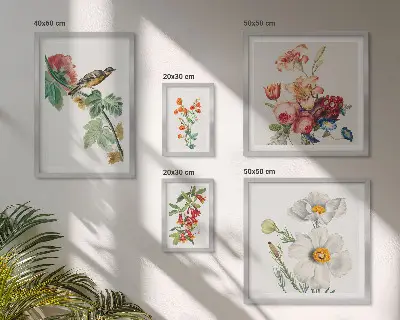 Set de tablouri decorative pentru perete cu model vintage de păsări și flori