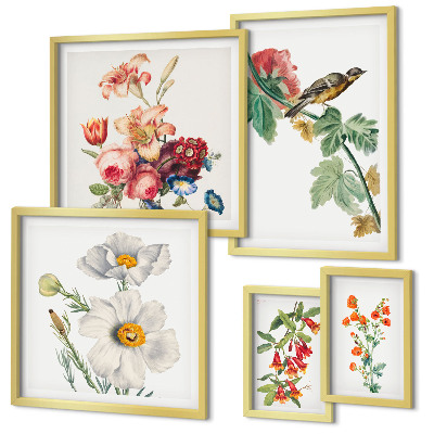 Decorațiune de perete set tablouri Decorațiuni vintage cu păsări florale