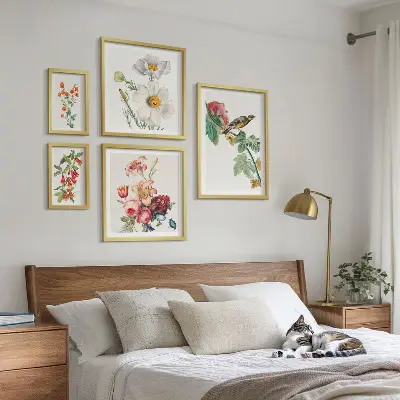 Set de tablouri decorative pentru perete cu model vintage de păsări și flori