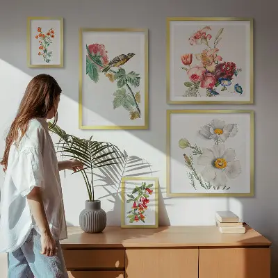 Set de tablouri decorative pentru perete cu model vintage de păsări și flori