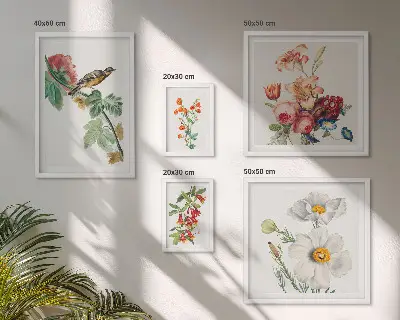 Set de tablouri decorative pentru perete cu model vintage de păsări și flori