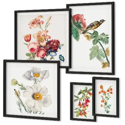 Set de tablouri decorative pentru perete cu model vintage de păsări și flori