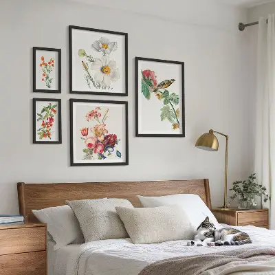 Set de tablouri decorative pentru perete cu model vintage de păsări și flori