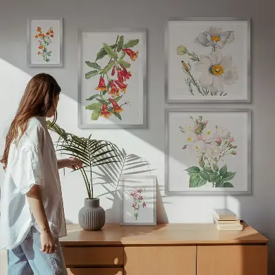 Ilustrații botanice florale set de tablouri poliptic înrămate