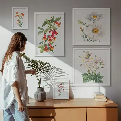 Ilustrații botanice florale set de tablouri poliptic înrămate