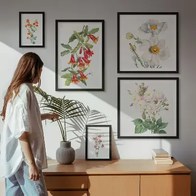 Ilustrații botanice florale set de tablouri poliptic înrămate
