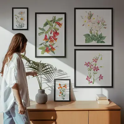 Set tablouri decorative pentru perete cu motive botanice florale