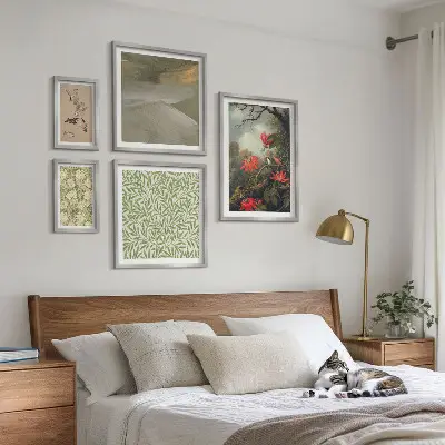 Set de tablouri decorative pentru perete cu motive naturale de flori și păsări