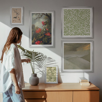 Decorațiune de perete set tablouri Flori păsări motive naturale